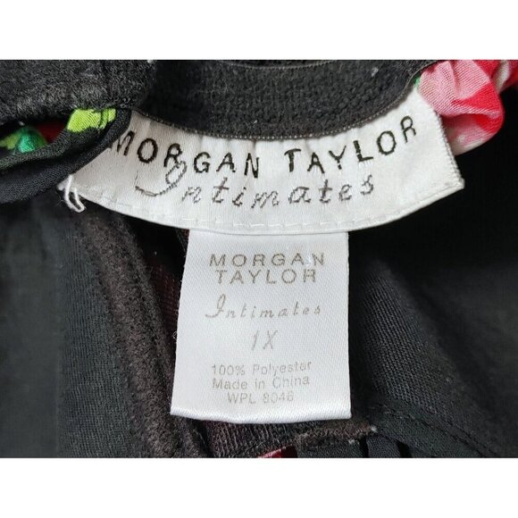 Morgan Taylor Intimates 1XL Black Flowers Floral Chemise Nightgown - Picture 3 of 3